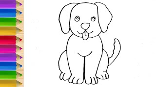 Drawing and Coloring Pink Dog | How to draw a dog | Art Tips for Kids