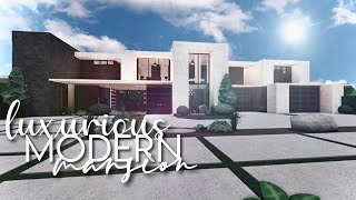 ROBLOX | Bloxburg: Luxurious Modern Family Mansion 231k | No Large Plot | House Speed Build