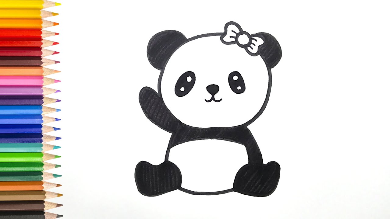 How to Draw A Cute Panda | Easy Drawing & coloring for kids - YouTube