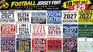 Football Jersey Font Collection 2026-2027 | 18 Club Kit Fonts for $25 Football Jersey Font Collection 2026-2027 | 18 Club Kit Fonts for $25