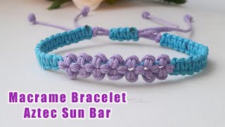 How To Make Bracelet Square Knot With flower  | Macrame Bracelet Tutorial
