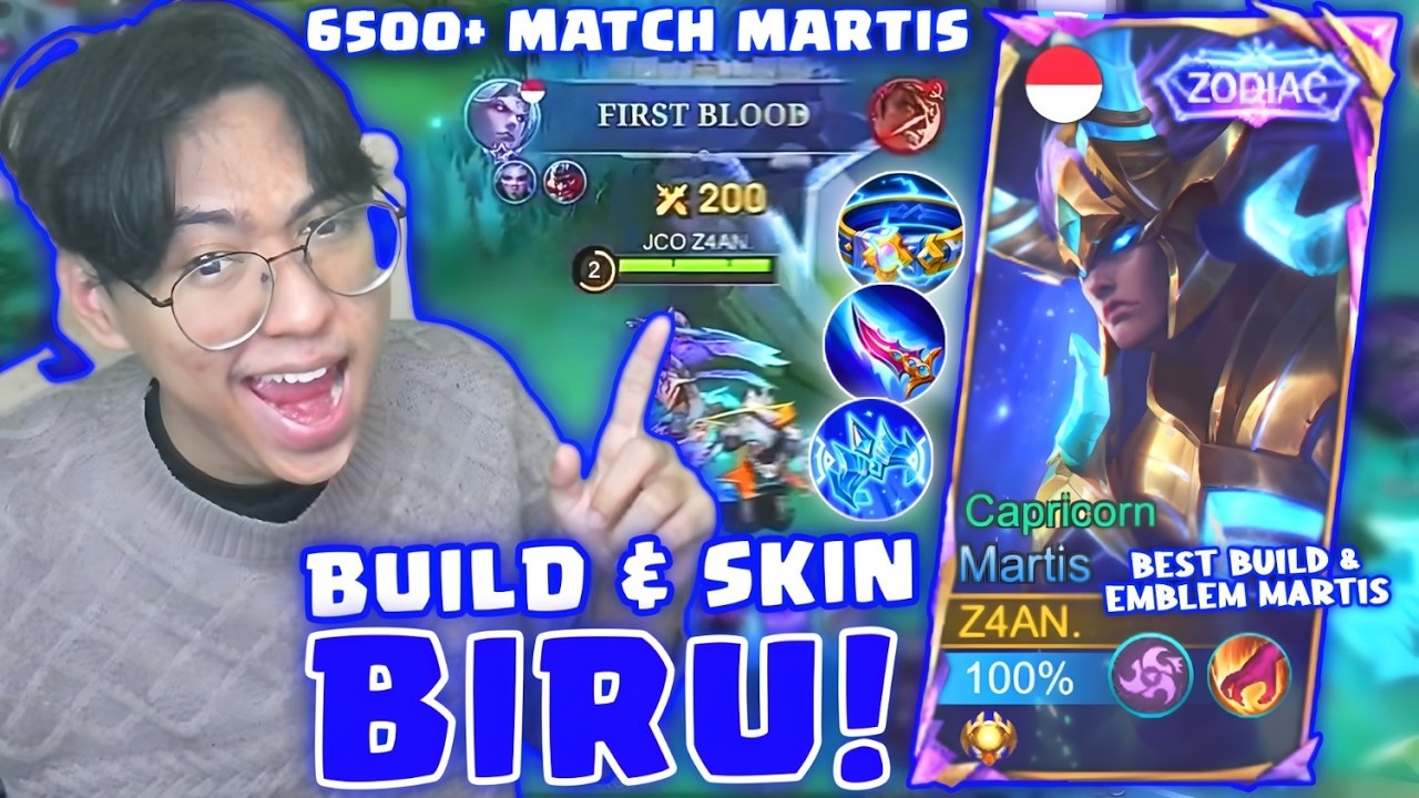 PAKE SEMUA BUILD BIRU DAN SKIN BIRU MARTIS! | TOP GLOBAL MARTIS - MOBILE LEGENDS 