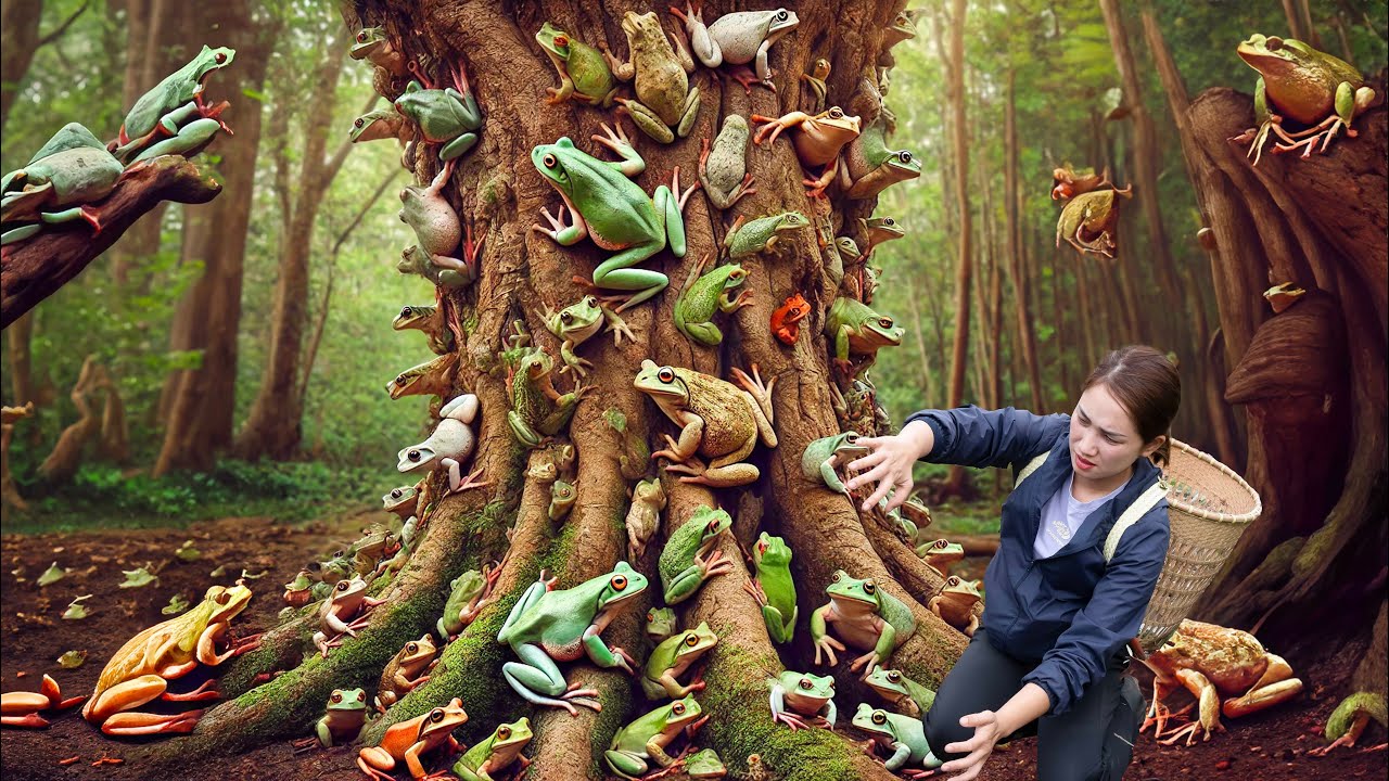 Beautiful village girl Harvest Ancient frog - fThis type of frog has a very long life span to sell