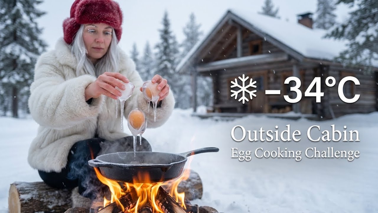 Surviving ❄️ –34°C: Cooking & Breathing in Siberian Cold solo survival day 5