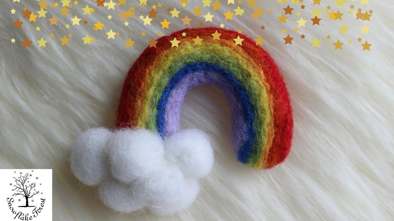 Needle Felted Rainbow Cloud Art & Collectibles Fiber Arts Felting etna