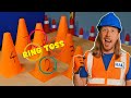 Ring toss safety cone game with handyman hal  learn numbers for kids