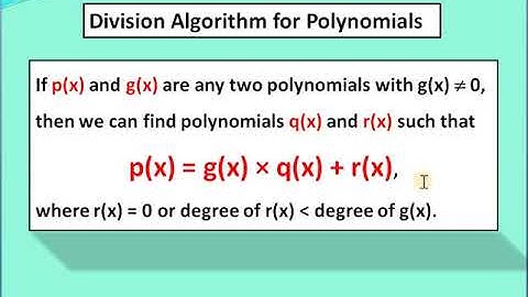 Division algorithm for Polynomials