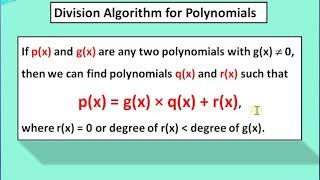 Division algorithm for Polynomials