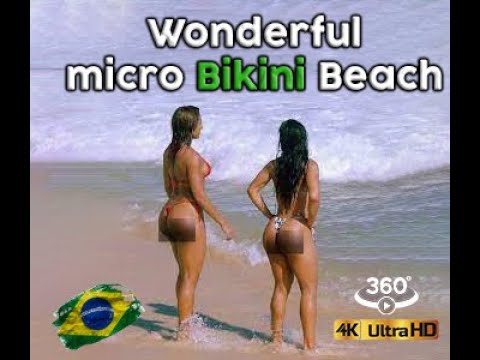 🇧🇷 Walking at the MICRO Bikini beach | 🇧🇷 Summer at BRAZIL 🇧🇷 | Chill Music #VR #4K #video360