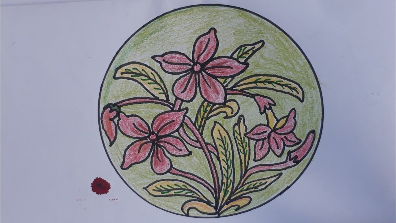 alekhan drawing, आलेखन डिजाइन, alekhan drawing of hibiscus flower ...