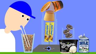 【Algodoo】Trying Flan and Butterfinger Shake!｜プリンとバターフィンガーのシェイクを作って飲んでみた