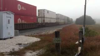 FEC TRAIN 210#493 with thick fog