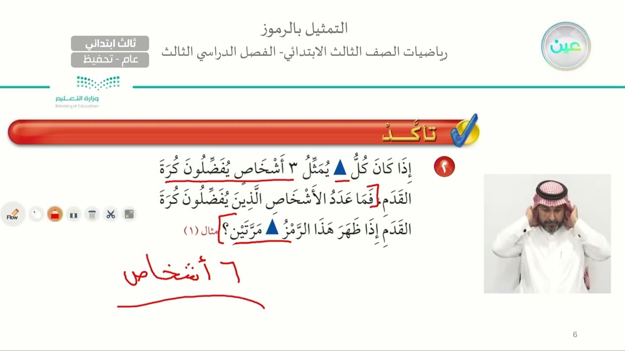 التمثيل بالرموز - الرياضيات - ثالث ابتدائي