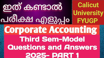 B.Com / BBA Corporate Accounting | Model Question Paper & Answers |2025 FYUGP Exam Preparation