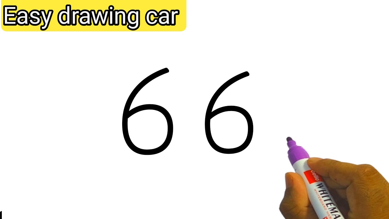 How to draw a car using numbers 66 | how to draw a car easy | How to draw a car step by step