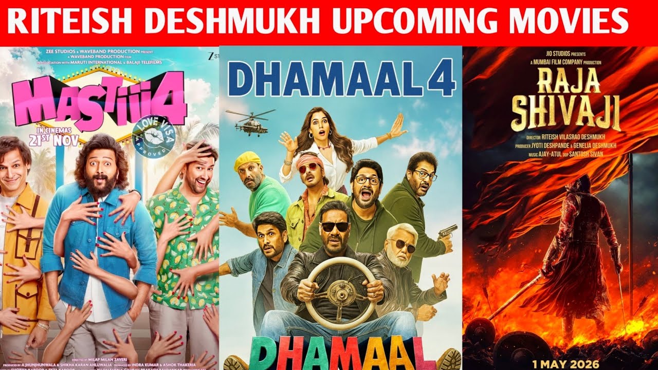 Top 05 RITEISH DESHMUKH Upcoming Movies 2025–26 | Release Dates, Star Cast & Updates | Raja Shivaji