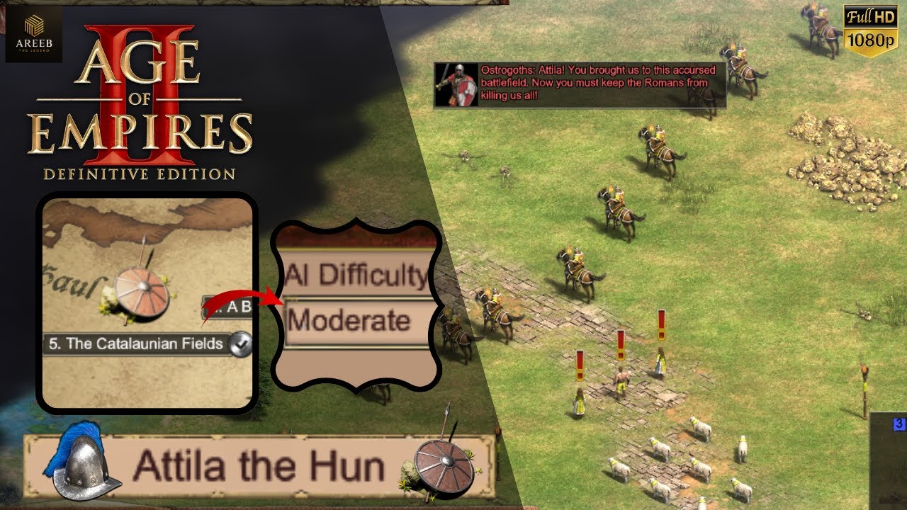 Attila the Hun Mission #5: The Catalaunian Fields - Age of Empires 2 DE Gameplay (Moderate)