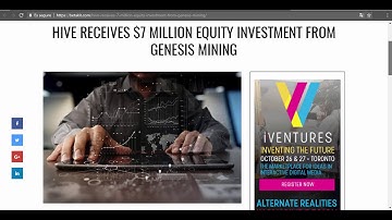 HIVE (Blockchain Technologies) Receives 7 Million Equity Investment From Genesis Mining