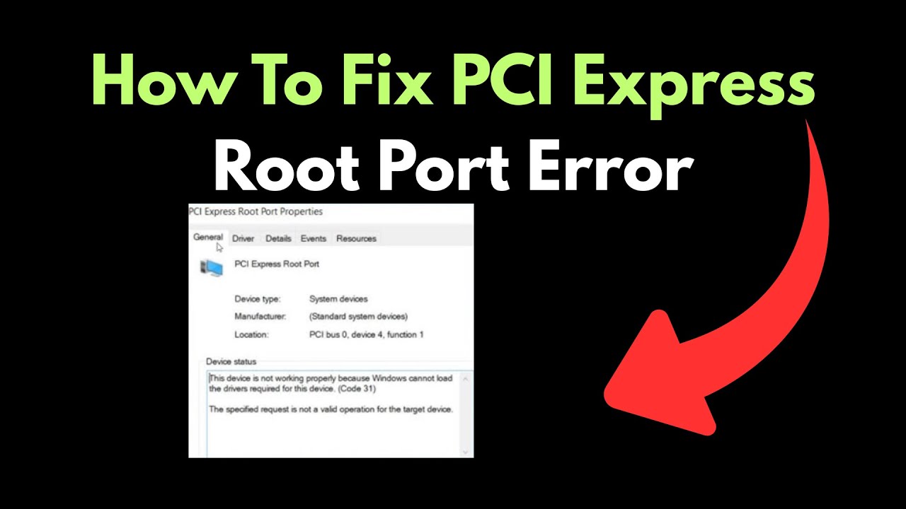 How To Fix PCI Express Root Port Error