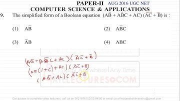 UGC NET August 2016 Computer Science Paper 2 Question 9 (minimization of Boolean Expression)