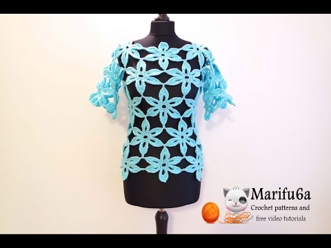 how-to-crochet-flower-tunic-top-sweater-free-pattern-tutorial