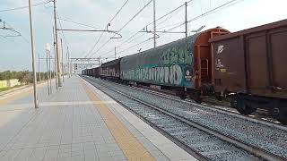 E652 082 MERCITALIA traina misto di carri Transwaggon, Ermewa e Eanos in transito