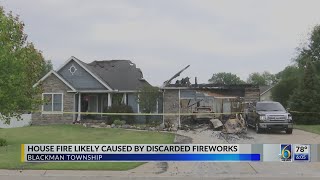 House fire likely caused by discarded fireworks