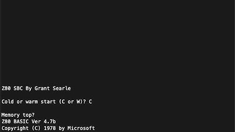 myZ80 Kit SBC (RC2014 mini) running BASIC
