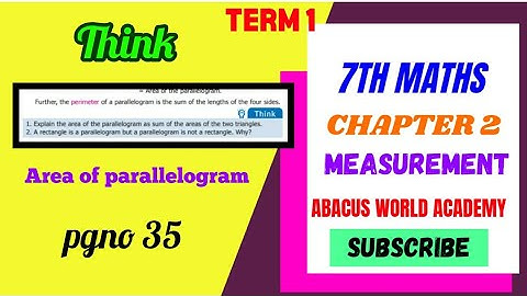 7th Maths Term 1 chapter 2 Measurements Think pgno 35 #abacusworldacademy