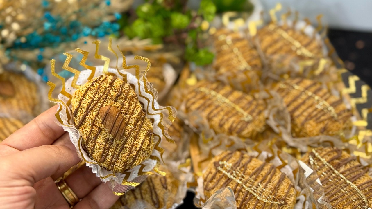 حلويات العيد 2025 🌙صابلي الكرمال بالقطايف اقتصادي يذوب فالفم ذوبان يقطع كمية كبيرة # اكسبلور