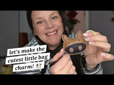 Join Me As We Sew Up A Quick, Beginner Friendly All Leather Bag Charm 🐮🎊 No Machine Necessary!