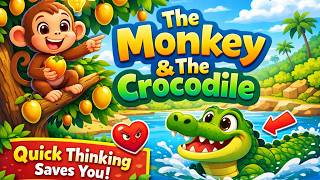 The Monkey & The Crocodile 🐒🐊 | English Moral Stories | Bedtime Story for Kids | Smart Monkey Story