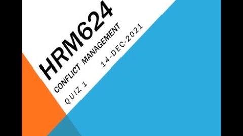 HRM624 – Conflict Management Quiz No 1 Solution