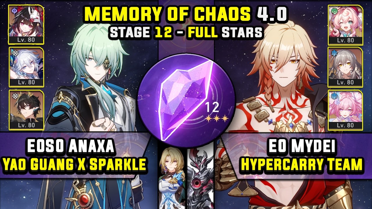 E0 Anaxa Carry W/ Yao Guang & E0 Mydei Carry (3 Stars) Memory Of Chaos 12 Honkai Star Rail 4.0