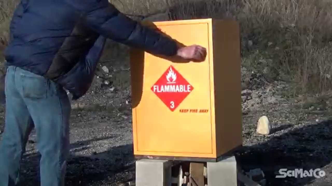 Scimatco Flammable Chemical Storage Cabinet Burn Test Youtube