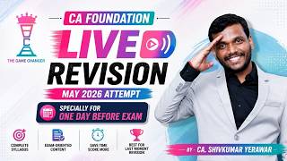 One Shot Revision Quantitative Aptitude CA Foundation | 1 Day Before Exam | May 26 | Live Statitics