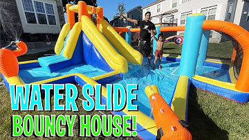 Awesome Water Bounce House! (Inflated Bouncy House with Water Slide!)