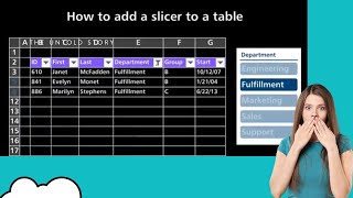 How to add a slicer to a table