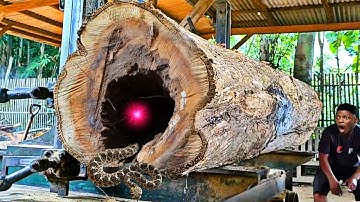 surprising treasure discovery while sawing a hollow teak log at a sawmill