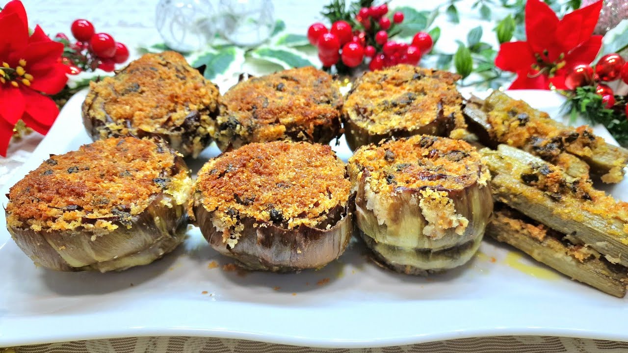 CARCIOFI RIPIENI AL FORNO TENERISSIMI CON UN SOFFICE CUORE FILANTE | VERDURE GRATINATE PER NATALE