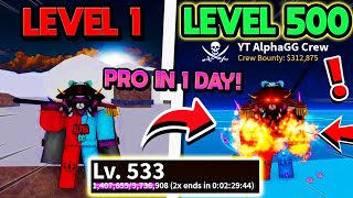 GETTING *LEVEL 500* IN 1 DAY!! (Blox Fruits Roblox)