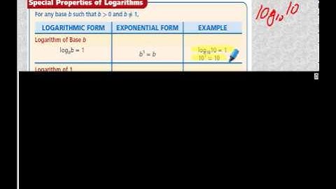 Algebra 2 Section 7-3 Logarithmic Functions
