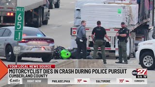 Motorcyclist dies in crash during police pursuit