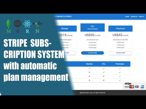 Stripe subscription system with automatic plan management / email notification / Mongo nodejs React