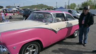Ford Fairlane Pink V8 Coupe 1955 360 Degrees Walk Around the Car
