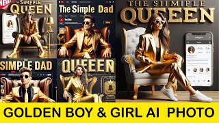 Golden Boys & Girls with Golden Wing Chair AI Photo Generator | Tutorial Bing Image Editor (FREE) screenshot 3