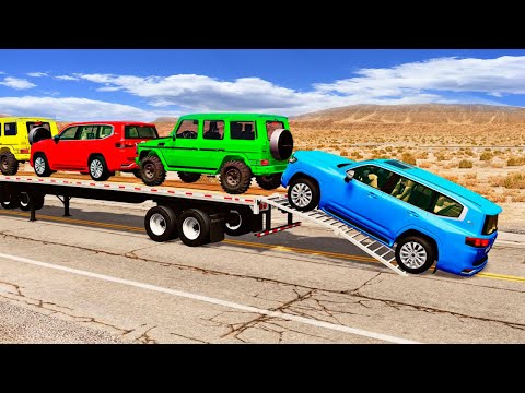 Flatbed Truck Mcqueen | Transportation with Truck - Pothole vs Car #29 - BeamNG.Drive