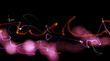 - 3D Rendering Background with Twisted Particle Strings and Optical Flares | HD