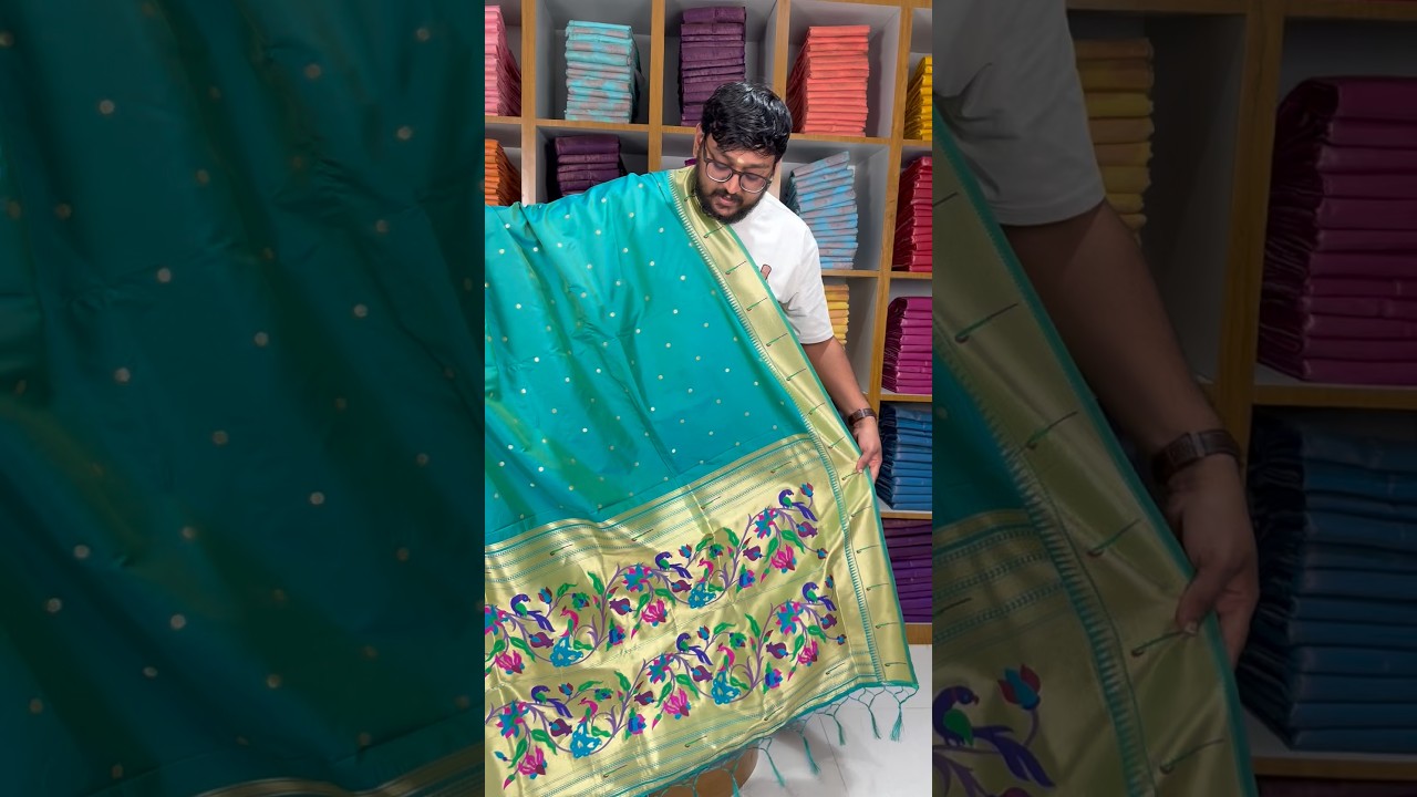 Peacock Pallu & Gold Zari Border Paithani Silk Saree