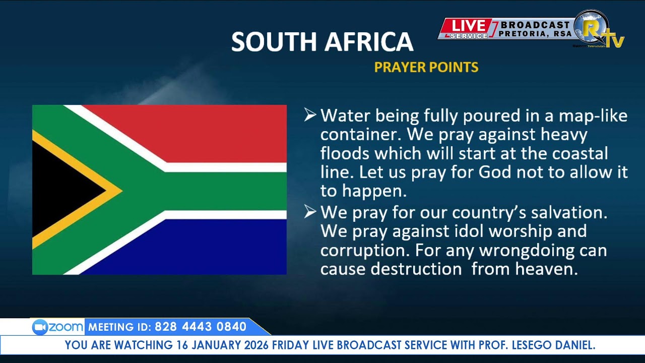 16 JANUARY 2026 FRIDAY LIVE BROADCAST SERVICE WITH PROF. LESEGO DANIEL PART 1